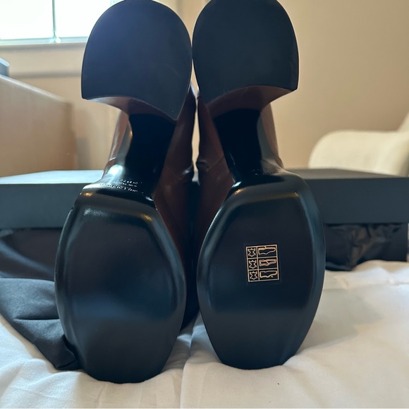 Saint Laurent Billy 85 Platform Booties Butternut Fonce Canguro Anilina 38.5 New - Picture 8 of 9